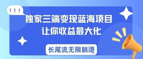 独家三端变现蓝海项目，让你收益最大化，长尾流无限躺挣